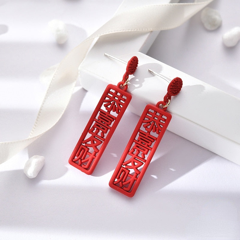 red rose season earrings
