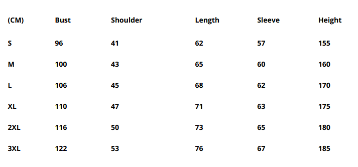 geisha t-shirt size