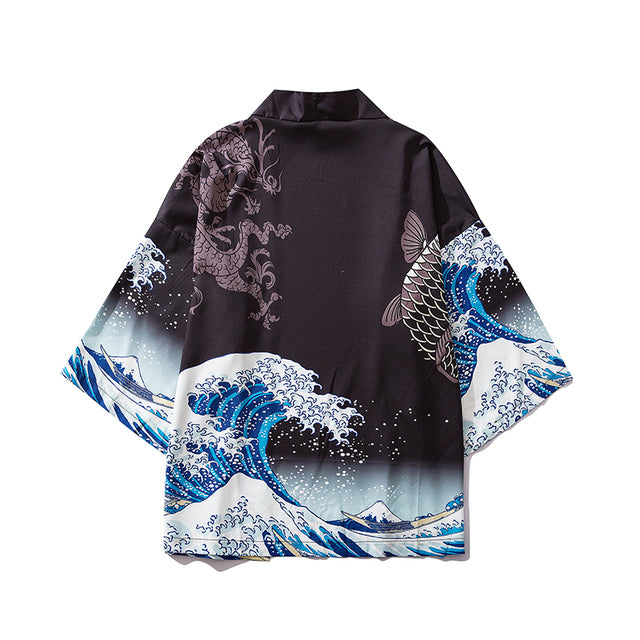 waves samurai kimono