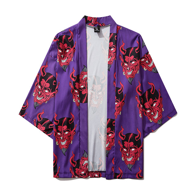 oni face samurai kimono