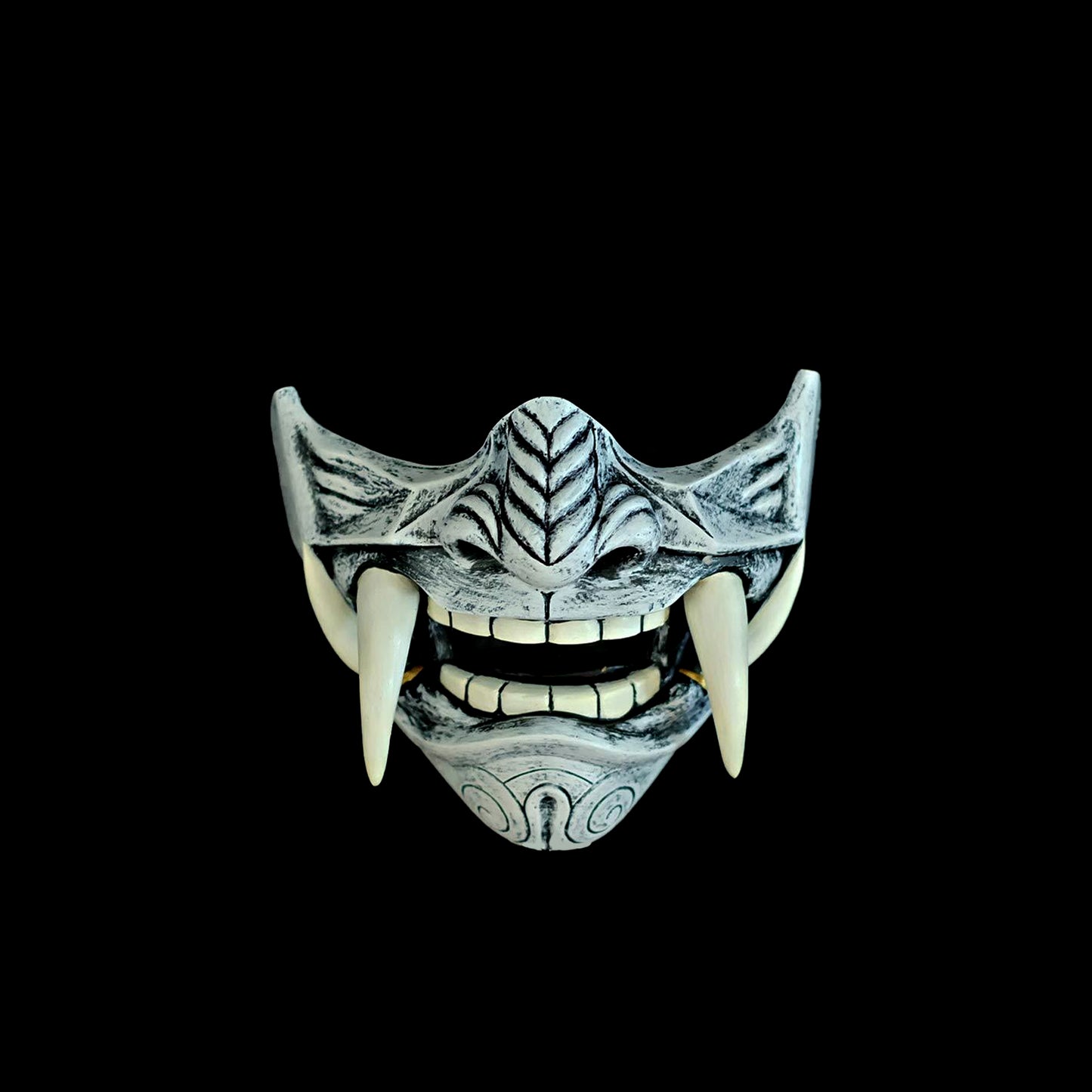 white oni half mask