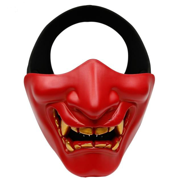 half face red oni mask