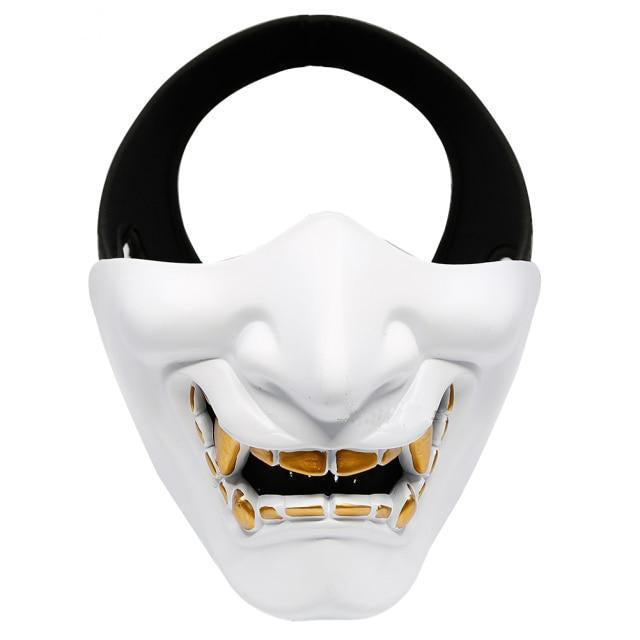 white half face oni mask