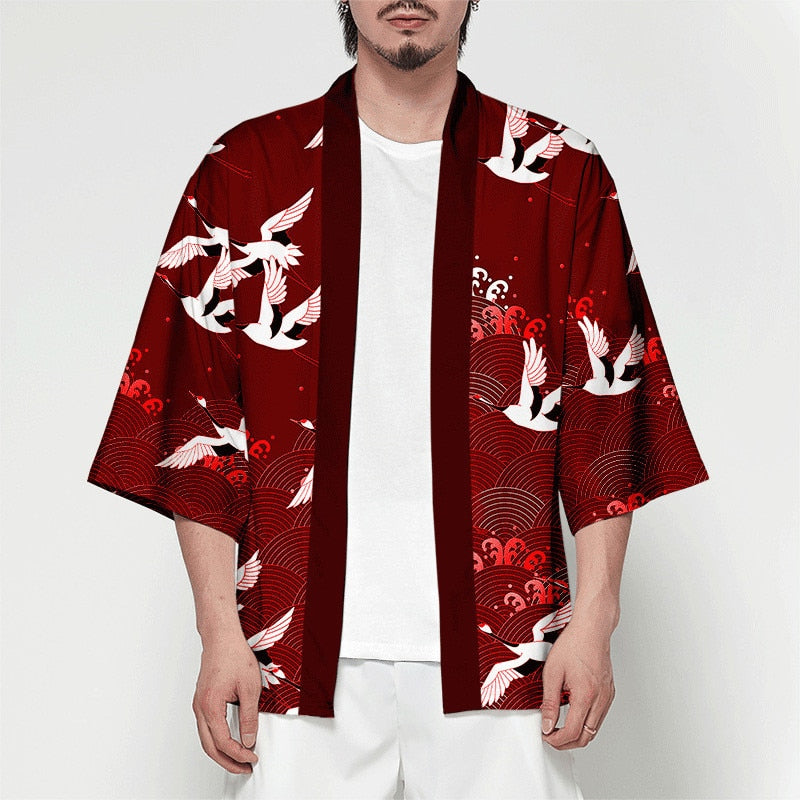Red Haori Top Short Sleeve