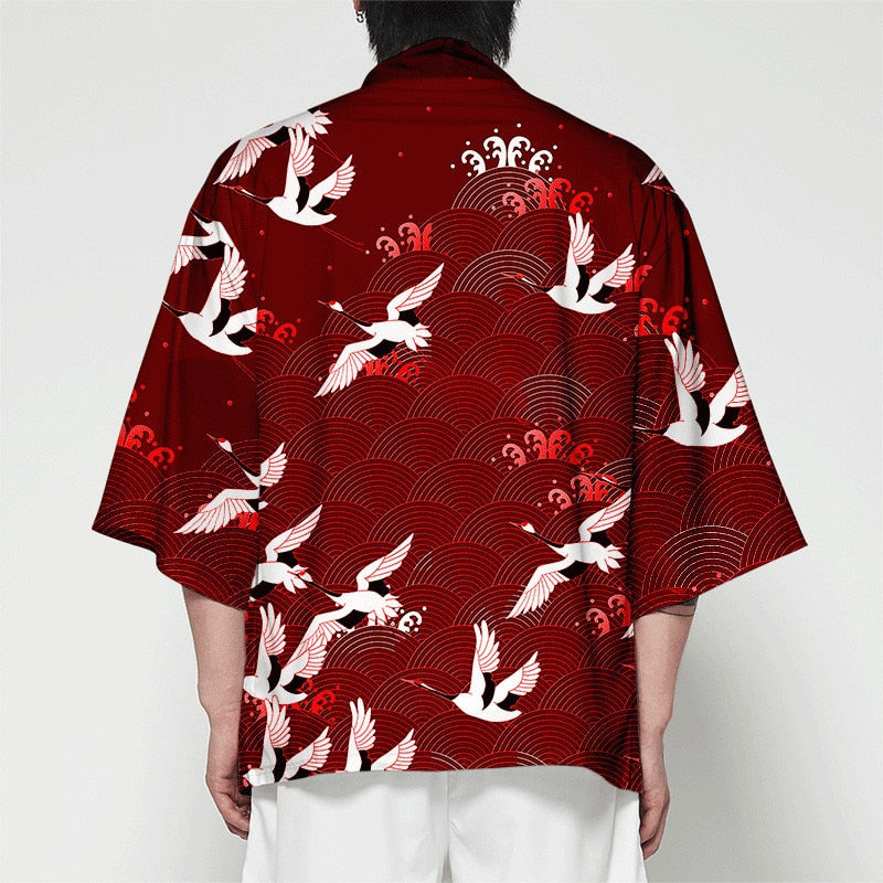 Red Haori Top Short Sleeve