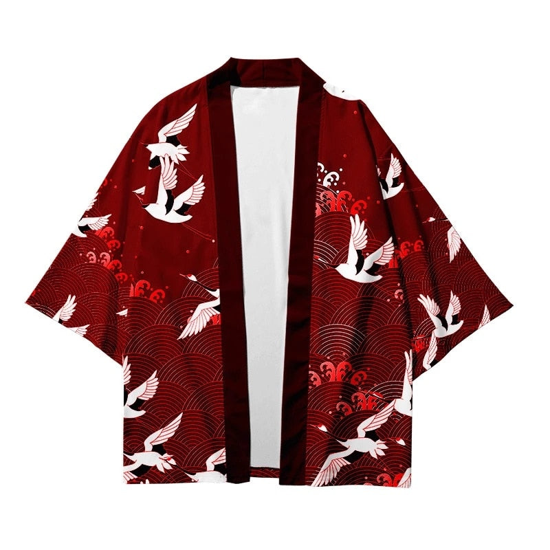 Red Haori Top Short Sleeve