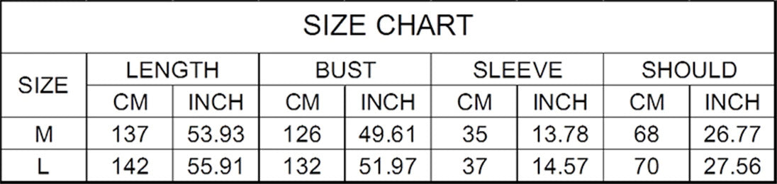 kimono costume size