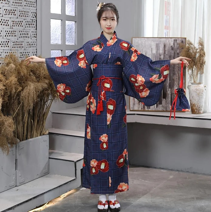 Kimono Japanese Traditional Dress With Bag 