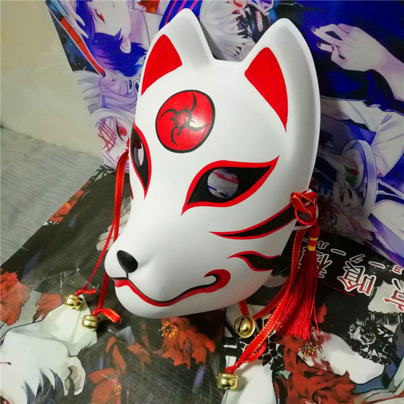 Japanese kitsune mask set vector illustration