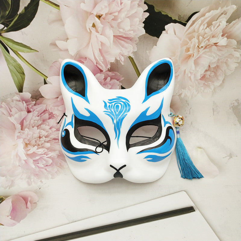 Anime-Inspired with Blue Kitsune Mask 