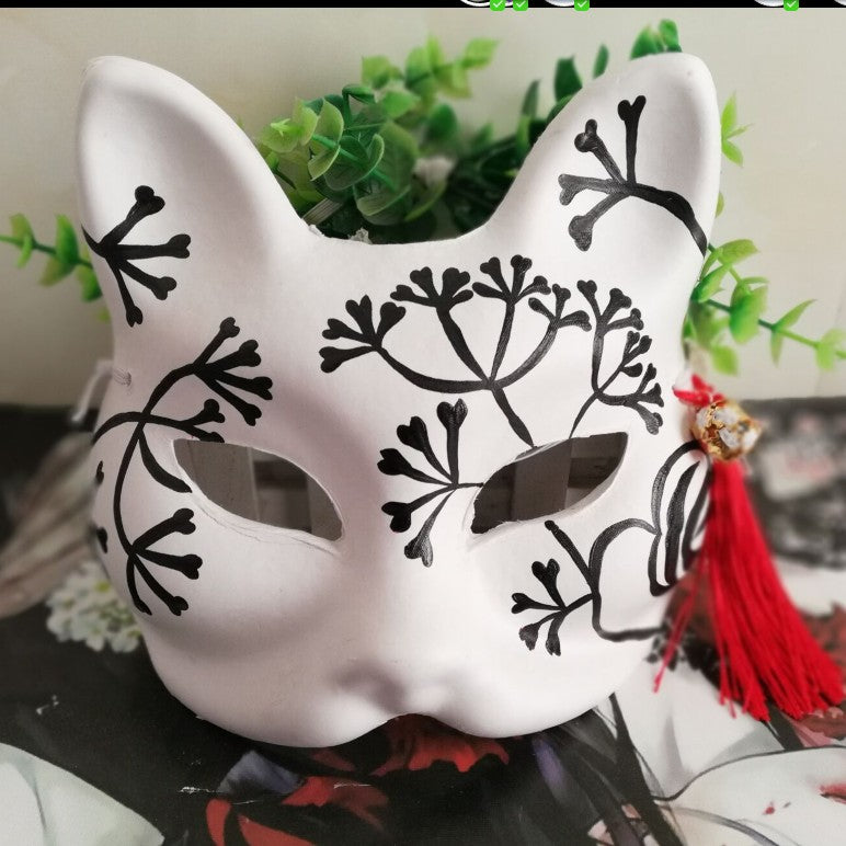 Black & white Kitsune Fox Mask