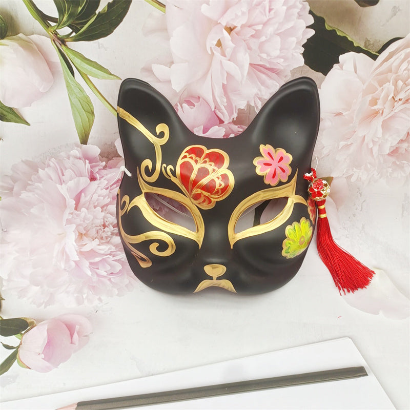 Ember Glow Japanese Kitsune Mask