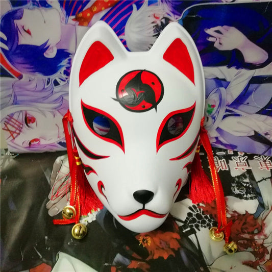 Full Face Hand Painted Kitsune Mask