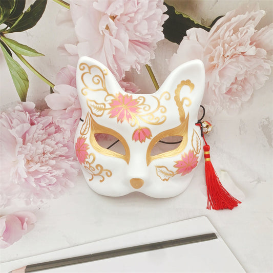 Golden Painted Fox Kitsune Mask