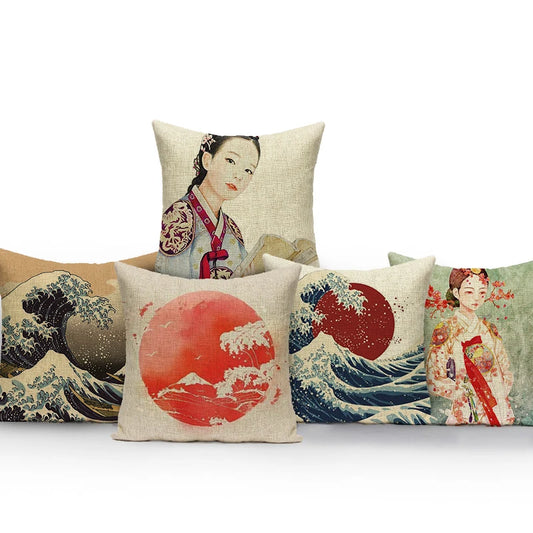 Japanese Woman & Nature Cushion Cover