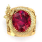 Gold Dragon Red Stone Ring