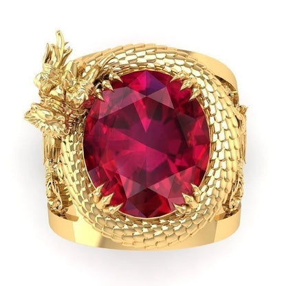 Gold Dragon Red Stone Ring - product image 3