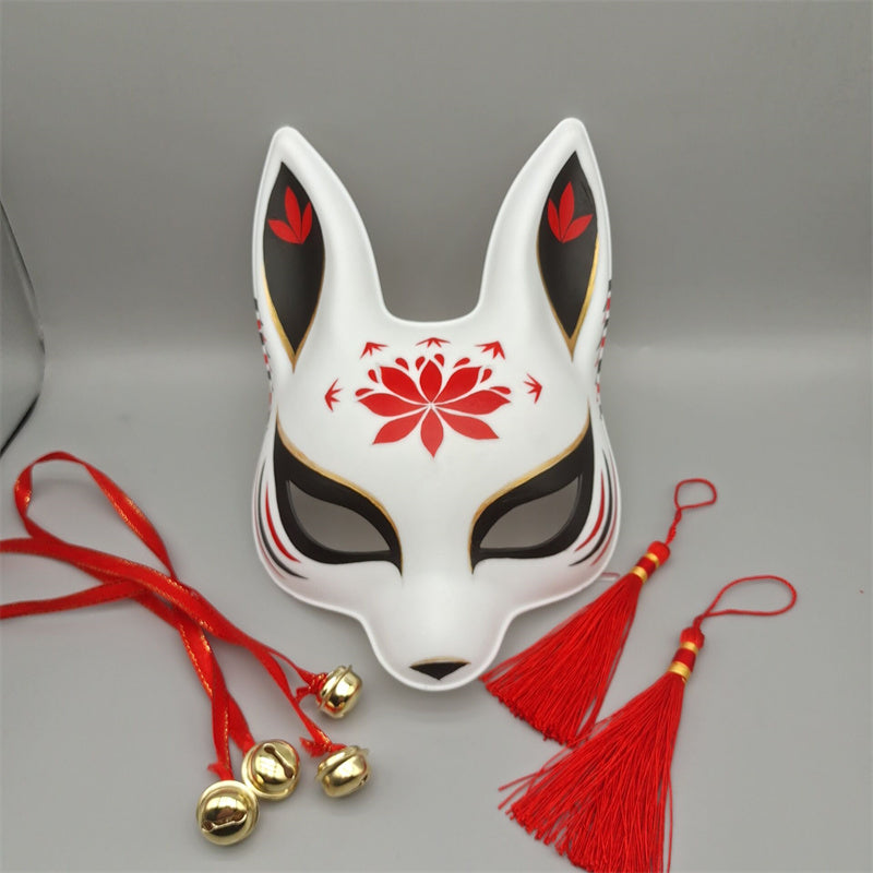 Japanese Half Face Hand-Painted Kitsune Mask