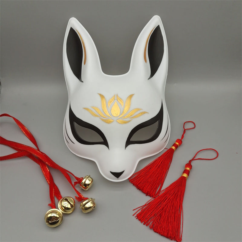 Kitsune Japanese Fox White & Black Mask – Japanese Oni Masks