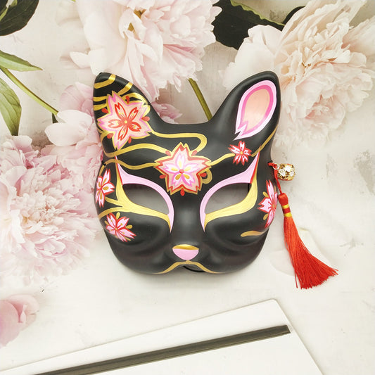 Midnight Cat Japanese Kitsune Mask