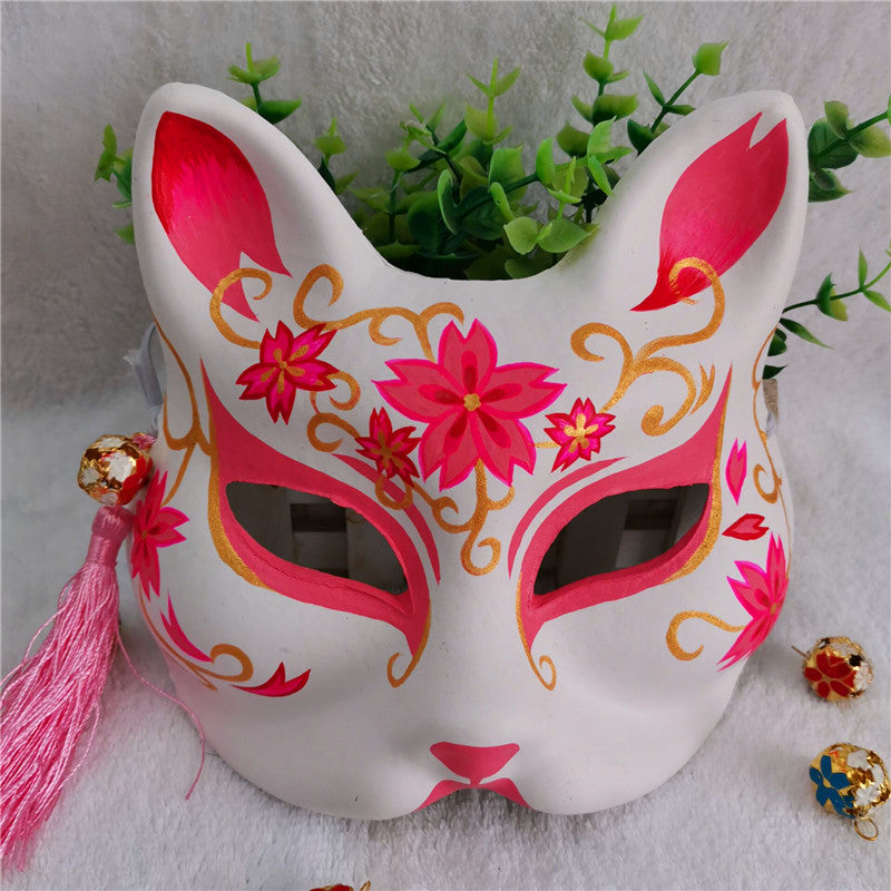 Pastel Pink Kitsune Hand-Painted Mask