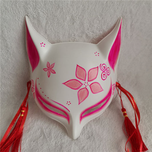 Pink Cherry Blossoms Fox Mask