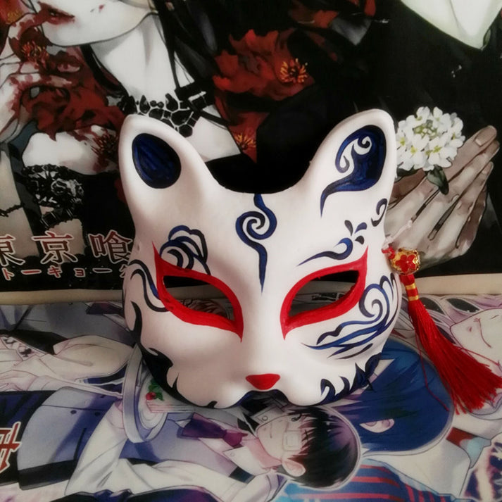 Red & Black Fox Mask Japanese Style Mask – Japanese Oni Masks