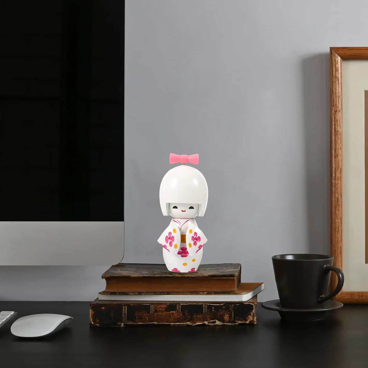 White Japanese Kokeshi Doll