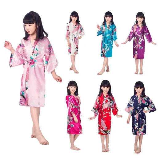 Kids Girl Satin Floral Robe