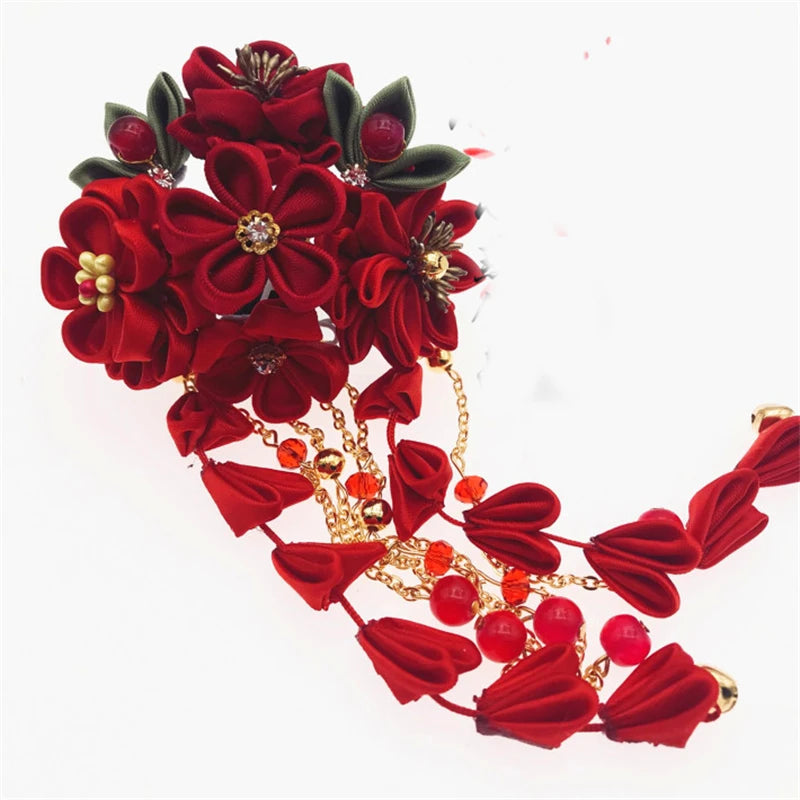 Red Japanese Hairpin Kanzashi