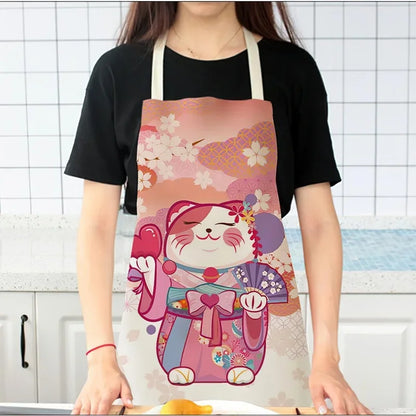 Japanese Lucky Cat Linen Apron - product image 2