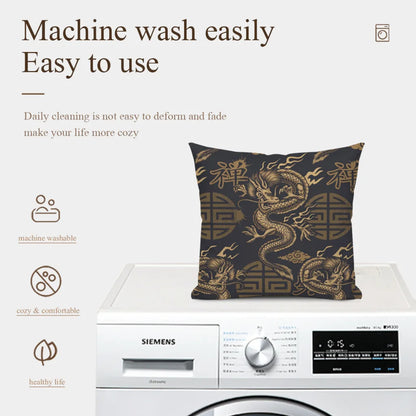 Japanese Golden Dragon Cushion Cover - product image 5
