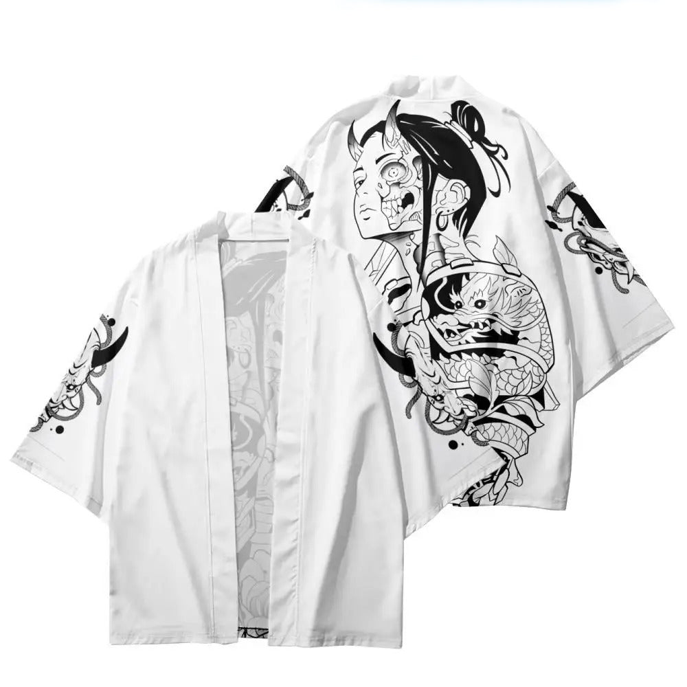 Japanese Samurai Print Kimono Cardigan