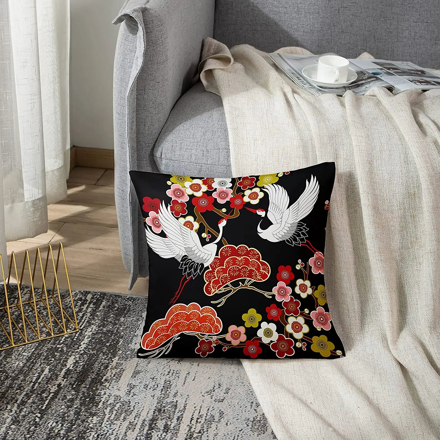 Flying Birds Japanese Cushion Covers