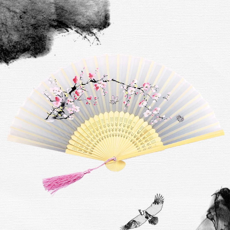 Japanese Style Silk Folding Hand Fan