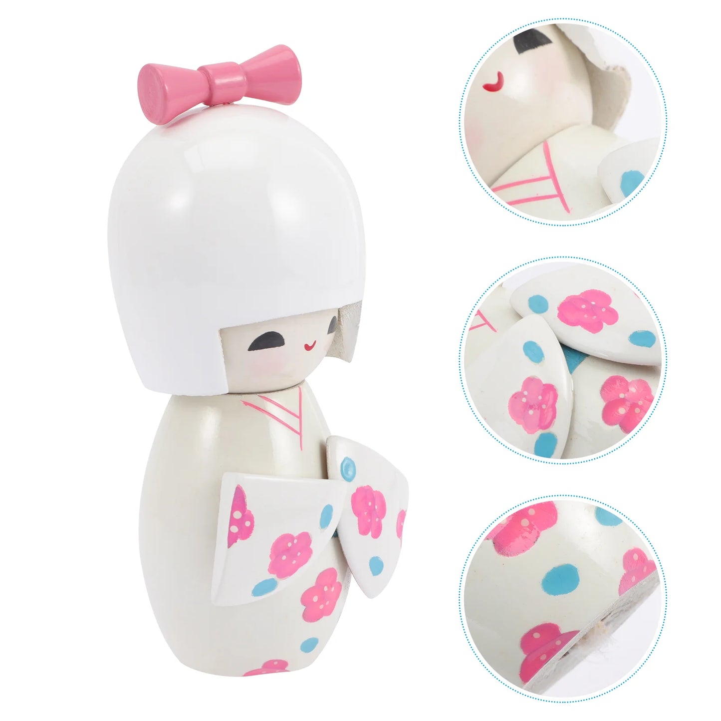 White Japanese Kokeshi Doll