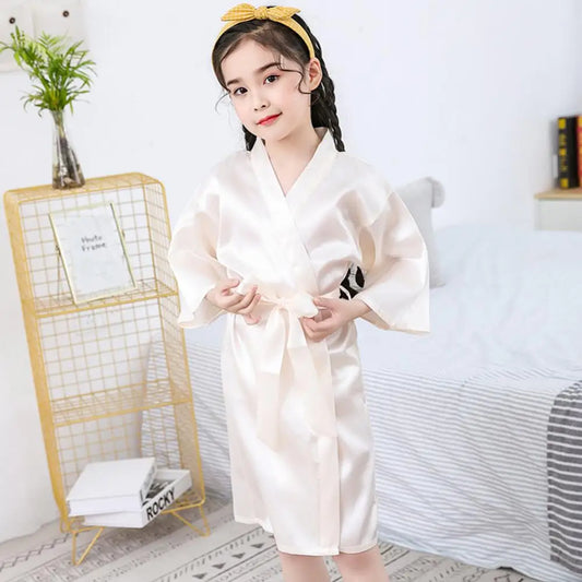 Kids Satin Kimono Robe