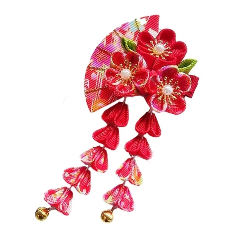 Set of 12 Japanese Flower Hair Clips