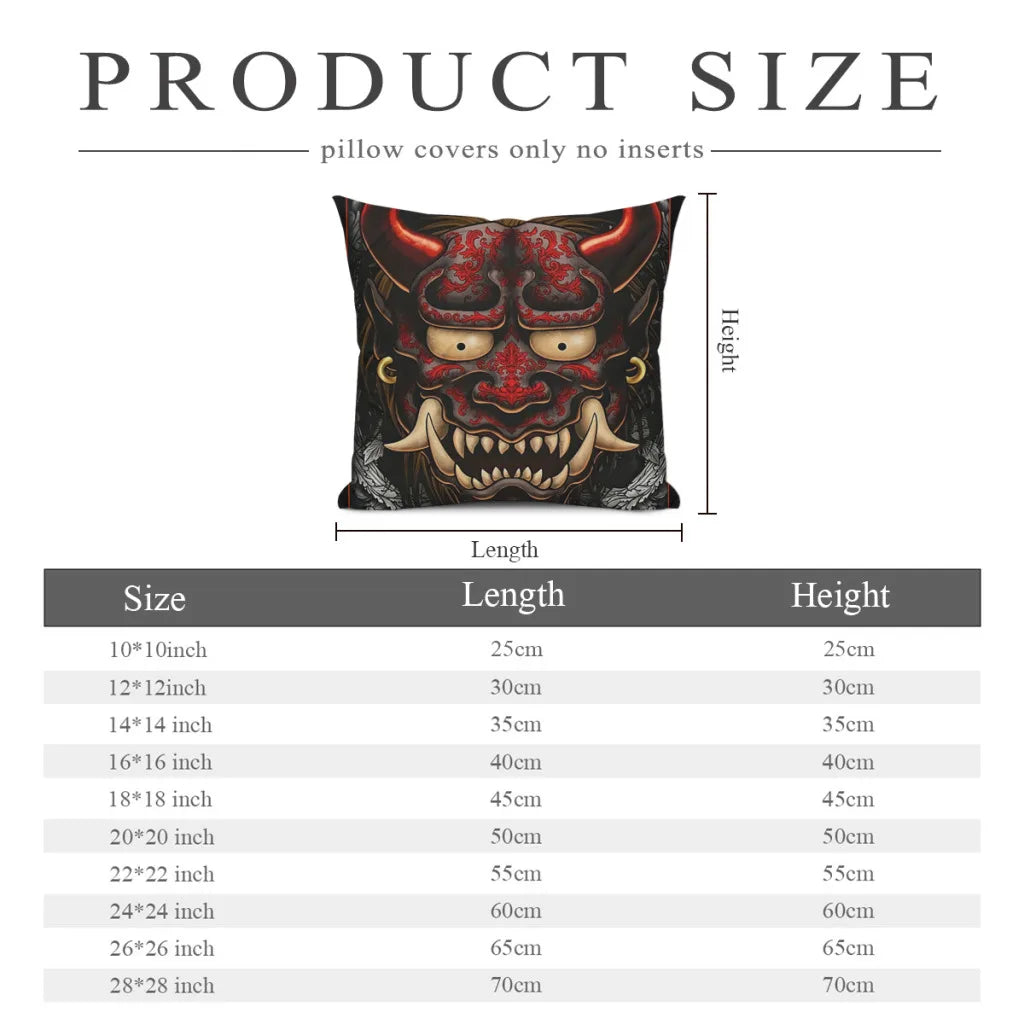 Japanese Oni Polyester Cushion Cover