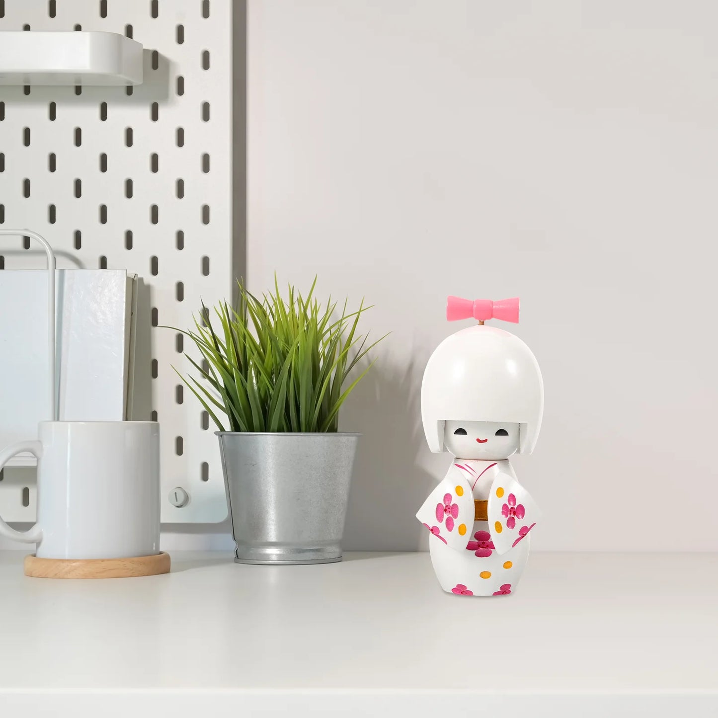 White Japanese Kokeshi Doll