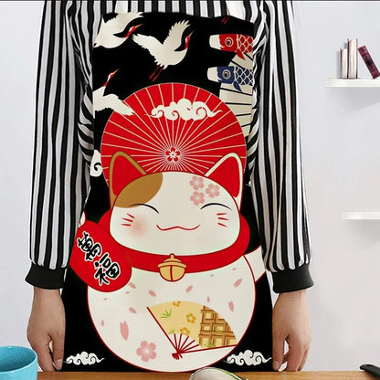 Japanese Lucky Cat Linen Apron - product image 3