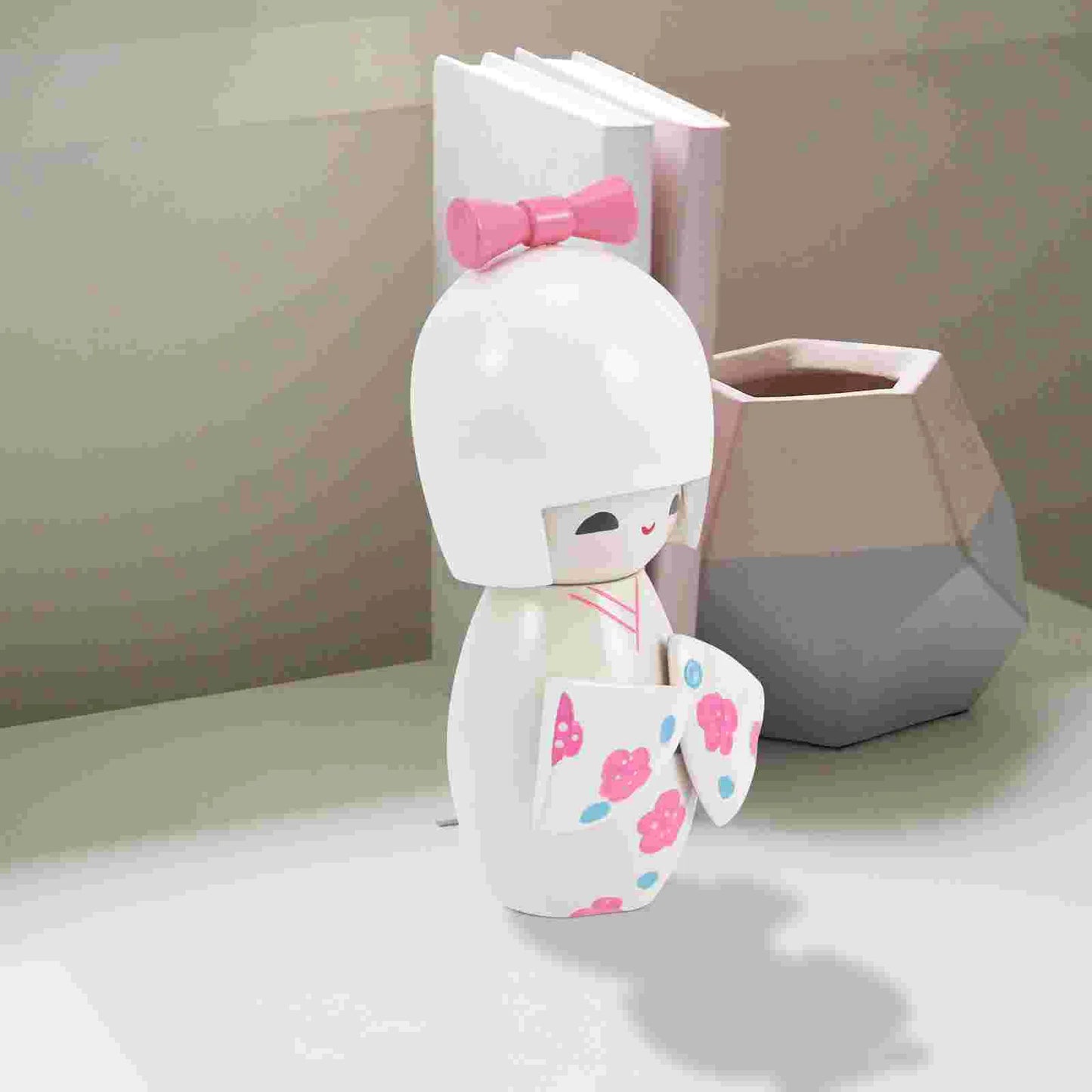 White Japanese Kokeshi Doll