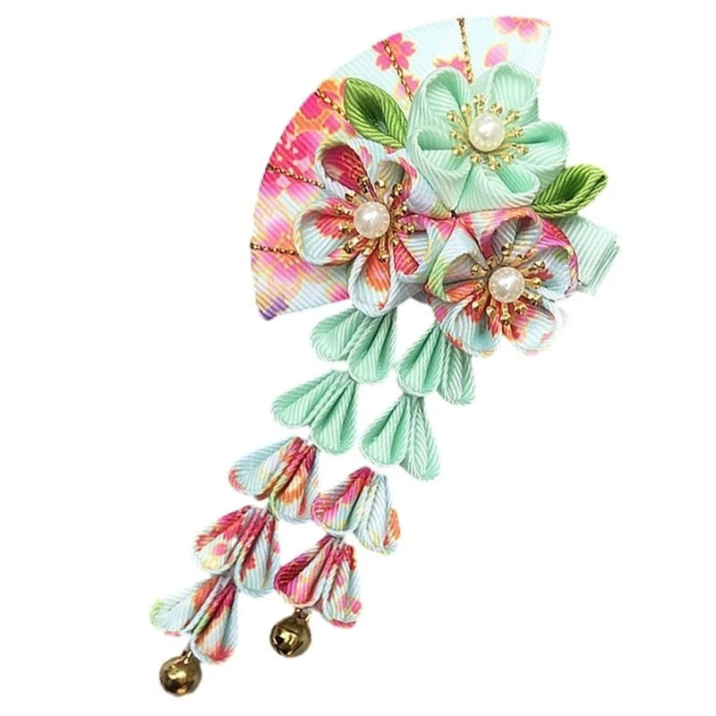 Set of 12 Japanese Flower Hair Clips