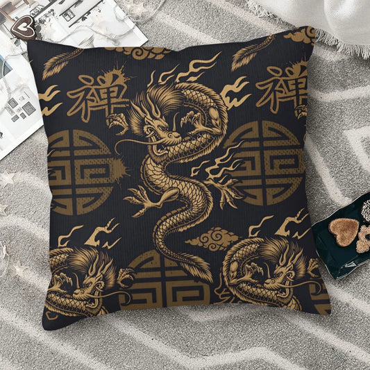 Japanese Golden Dragon Cushion Cover