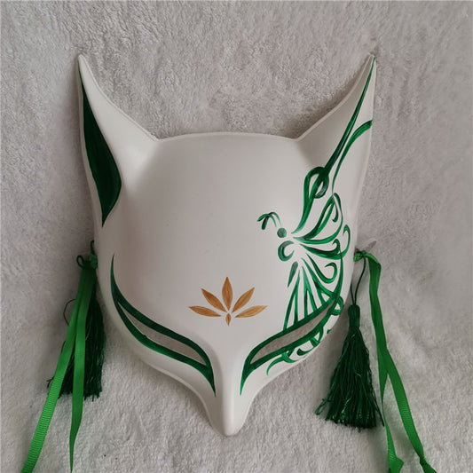 Serene Kitsune Hand-Painted Mask