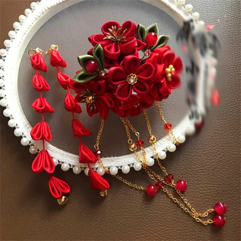 Red Japanese Hairpin Kanzashi