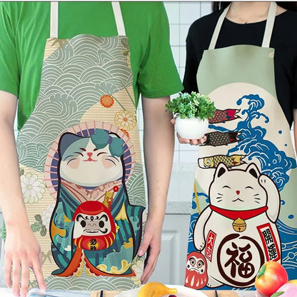 Japanese Lucky Cat Linen Apron - product image 5
