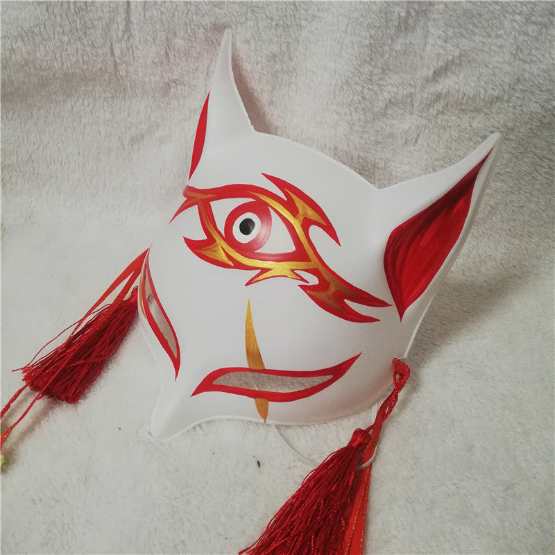 Fox Mask Types Third Eye in Red - Japanese Fox Mask – Japanese Oni Masks