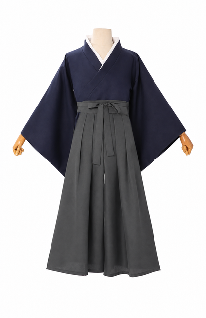 Midnight Blue Samurai Kimono Set front view
