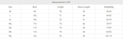 haori shirt size